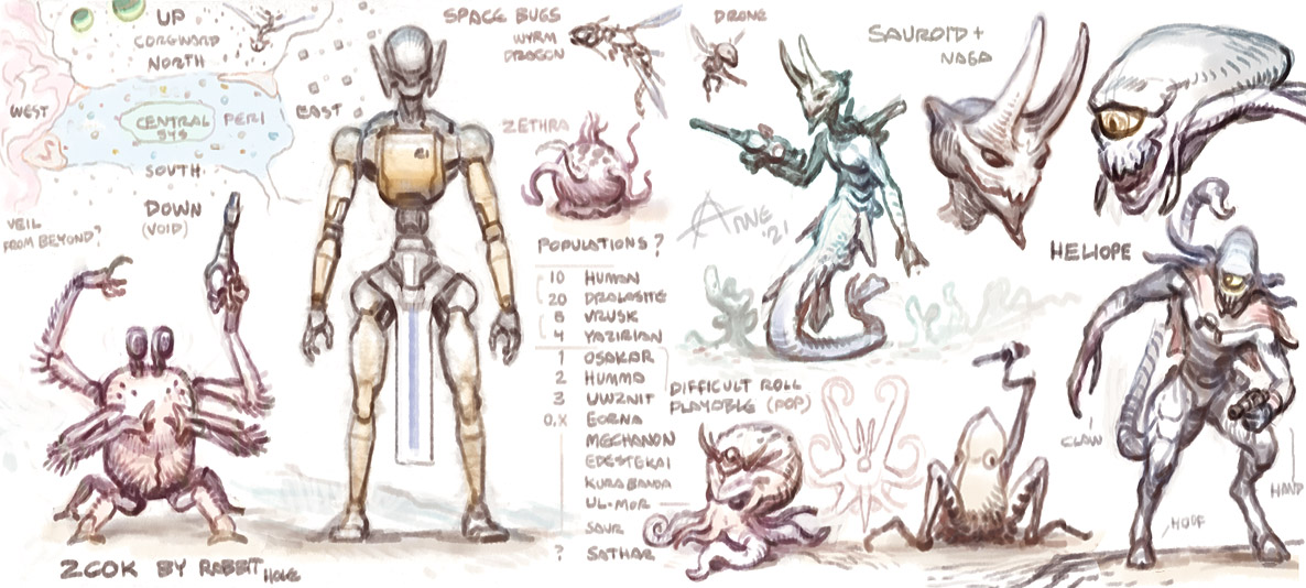 Star Frontiers aliens art