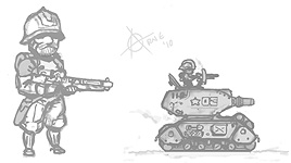 kawaiik quake, human soldier and tank.